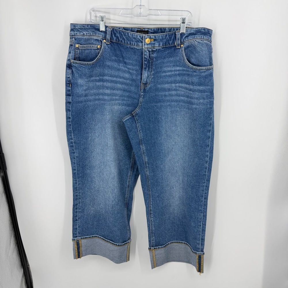 Talbots Wide Straight Ankle Cuff‎ Jeans - Viola Wash sz 16W - Picture 2 of 11